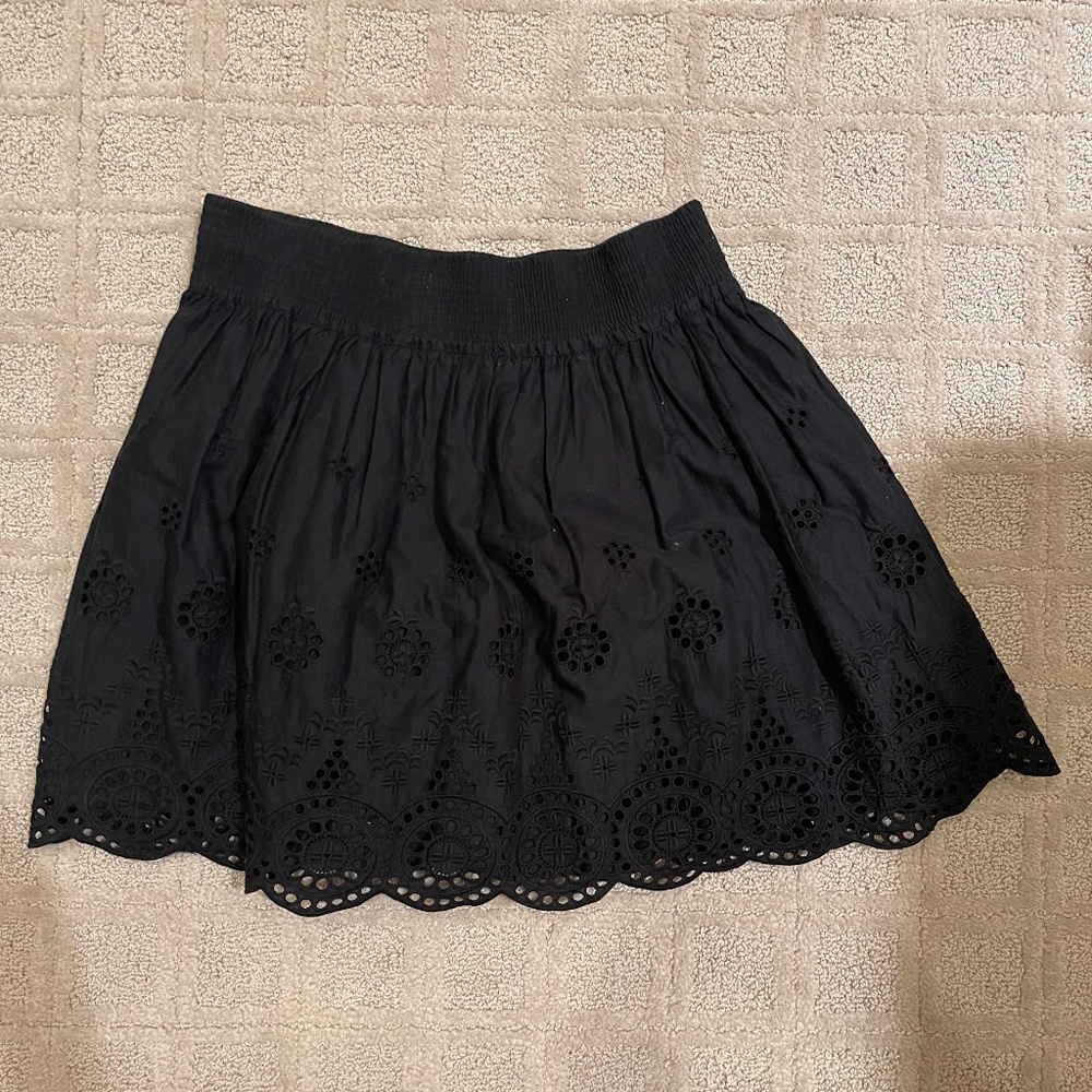 Black lace mini skirt
